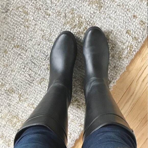 ALICE + WHITTLES Classic Black Riding Rain Boot Sz 8 - Picture 6 of 10